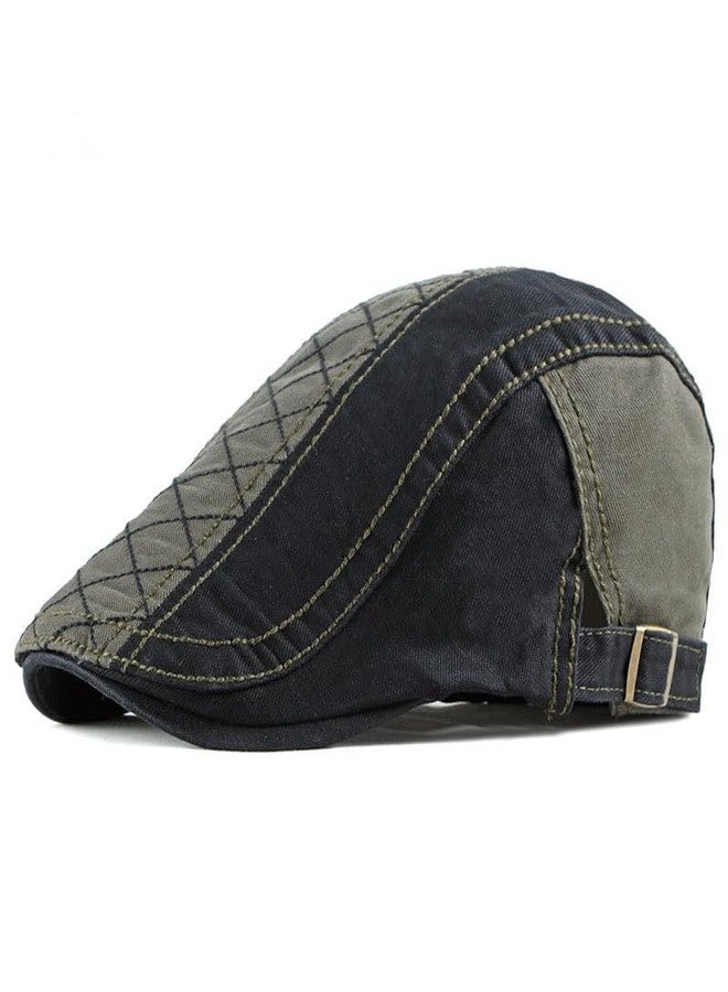 ASTOC Unisex Newsboy Hats Flat Ivy Irish Gatsby Cabbie Driving Berets Adjustable Hunting Cap for Men Women (US, Alpha, One Size, Army Green-Black) - Image 1